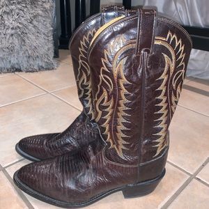 Tony Lama Men’s Cowboy Boots Lizard Leather 10.5 D